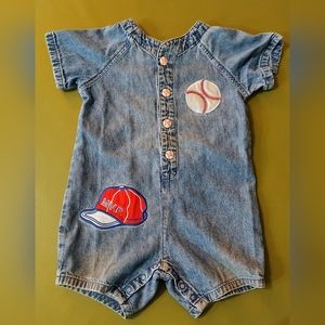 Vintage 2T Denim Baseball Romper